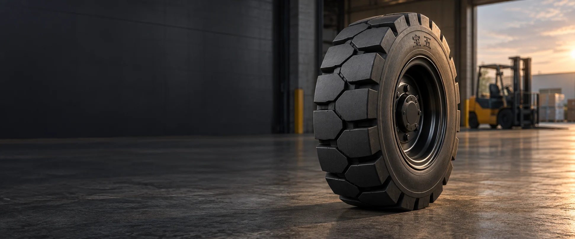 Solid tire at the loading door
